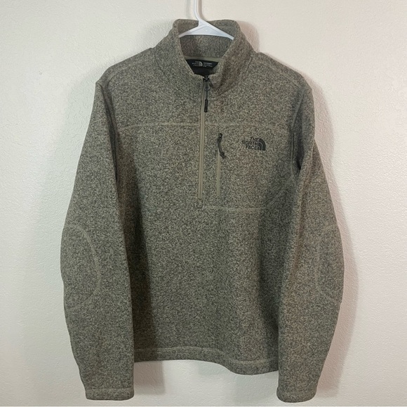 The North Face Gordon Lyons 1/4 Zip Pullover Sherpa Lined Gray Oatmeal Size M - Picture 1 of 8